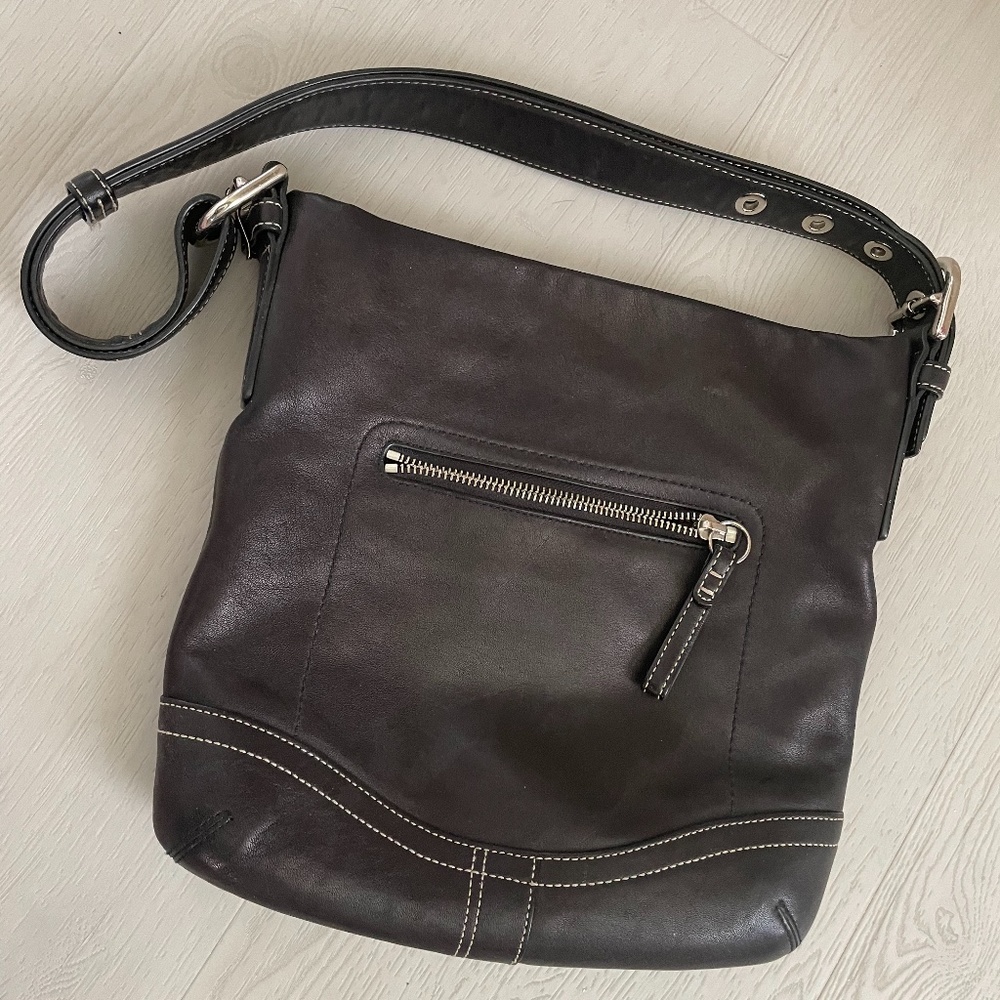 Coach Soft Leather Duffle Crossbody Black Handbag